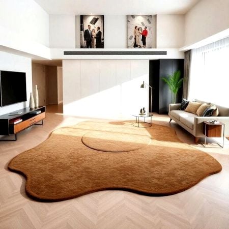Handcrafted Brown Freeform Living Room Rug